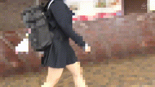 y029【紺長袖セーラー青リボンちゃん029】 エロGIF 1